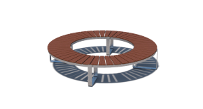 Banquette acier bois Vintimille Ø2,3 m - Ronde