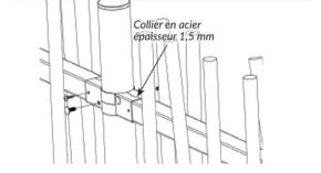 POTEAU CLOTURE BARREAUDEE LINEATOIRE 170CM ET 2 COLLIERS